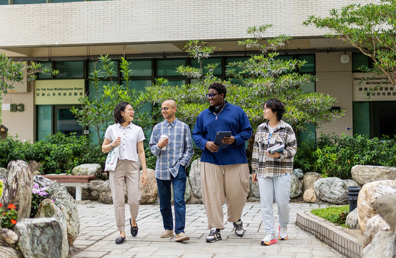 non-local students walking at EdUHK campus
